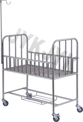 304SUS Hospital cuna de bebés cuna de bebés cuna de cama de carrito de la cesta con cuatro castores