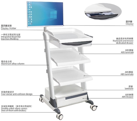 Carrello per strumenti medico infermieristico OEM in acciaio inossidabile ABS per anestesia